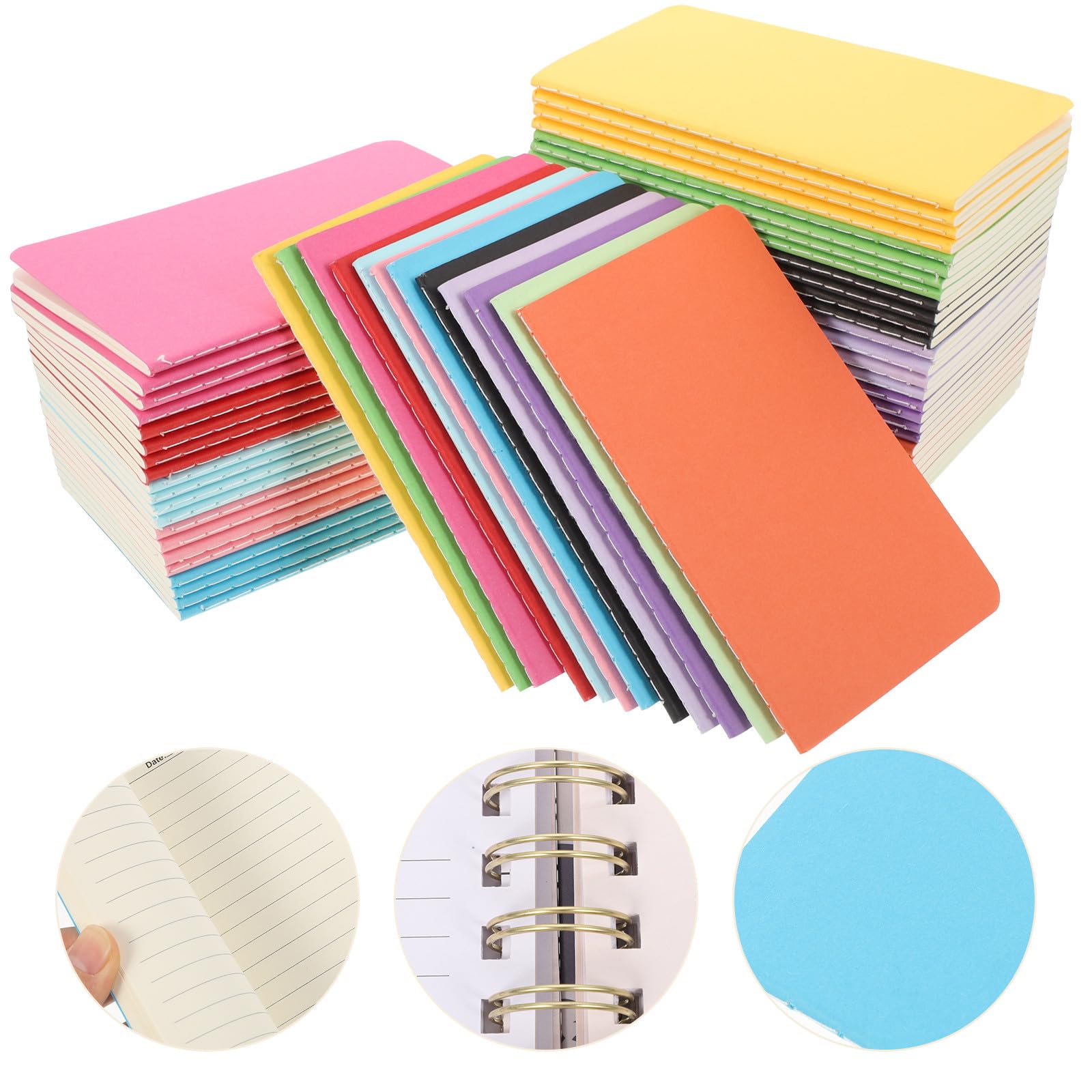 60 Kleine Notizblöcke im Taschenformat A6 aus Papier 30 Blatt Je Heft Leicht und Glatt Schreibend für Büro und Schule