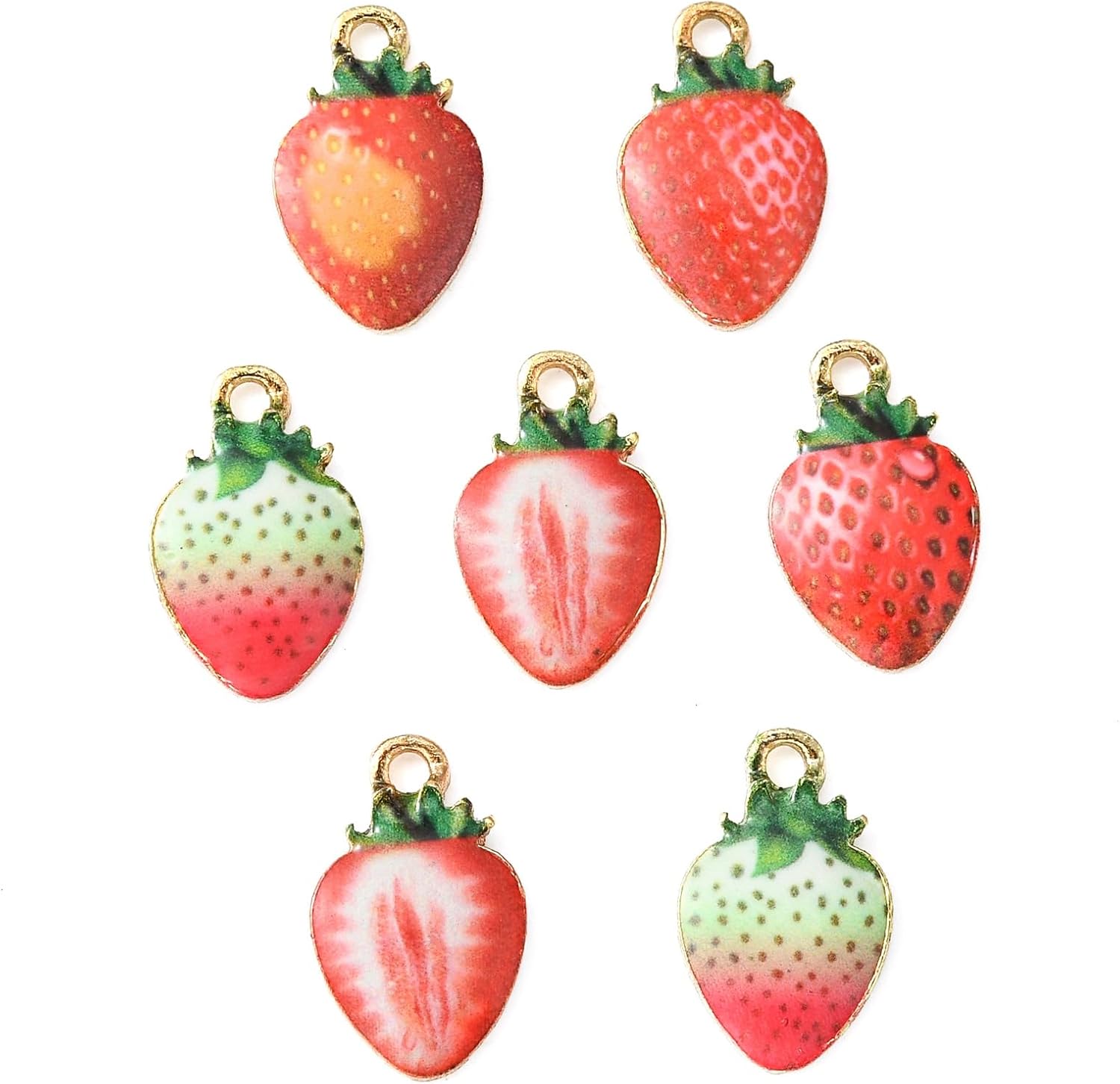Ornazy 25 pcs 5 Styles Enamel Strawberry Charms Kawaii Fruit Charms Sweet Food Charms for Earring Bracelet Necklace DIY Jewelry Making Accessories - Image 7