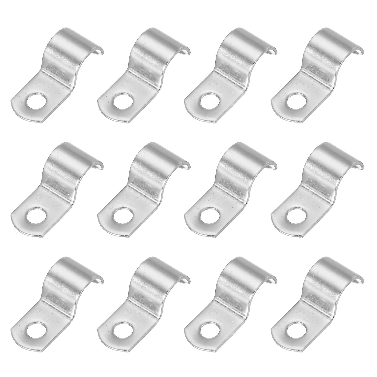 PATIKIL 12mm Rigid Pipe Strap, 12 Pcs 304 Stainless Steel Conduit Clamp 1 Hole Thicken U Bracket Pipe Clamp Tube Strap for Pipe Cable Wire Fixing, (4/9")