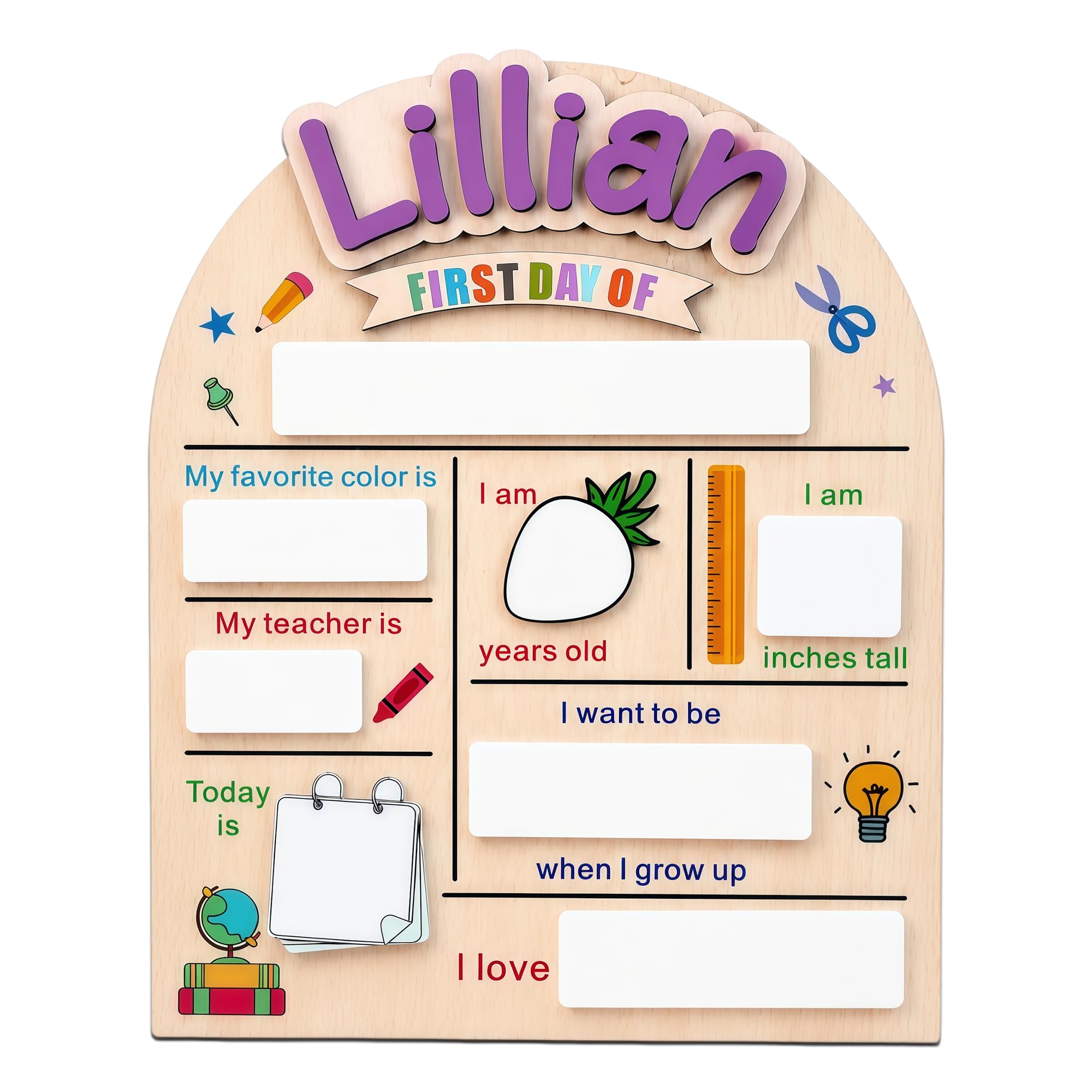 Personalised First Day of School Board with Name, Last Day of School Board, Reusable Back to School Chalkboard 1st for Kindergarten Preschool, Wooden Milestone Keepsake Gifts