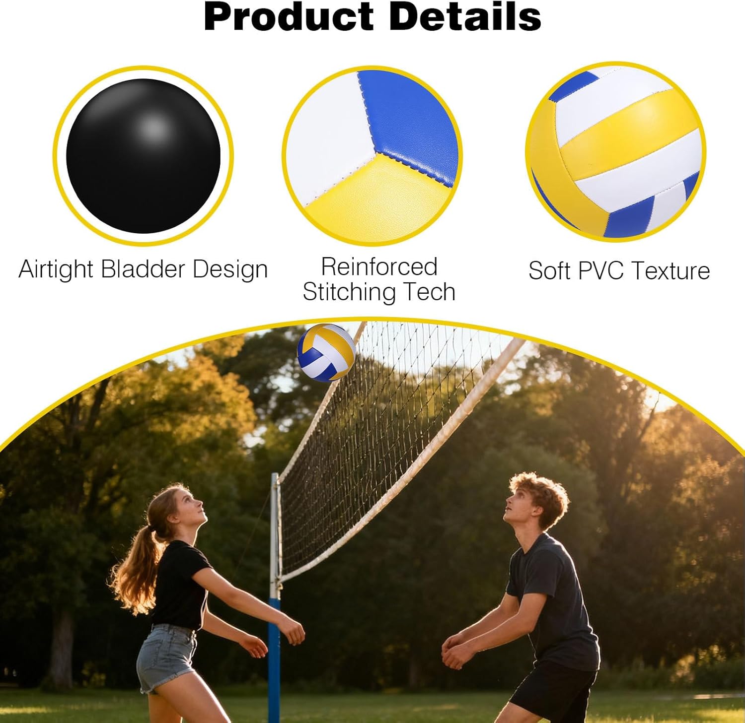 Volleyballs Set, 6 Pcs Size 5 with Pump, Needles, and Net Bags, PVC for Indoor Outdoor Training, Suitable for Adults and Juniors