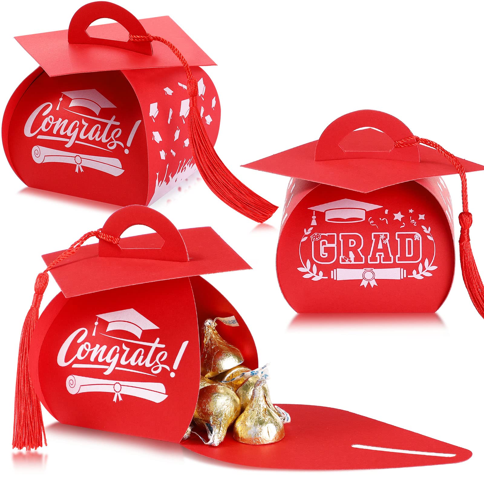TaoBary 30 Pieces Graduation Cap Candy Box 2026 Graduation Prom Boxes Party Favors Treat with Tassel Centerpieces for Tables Decorations Grad Party