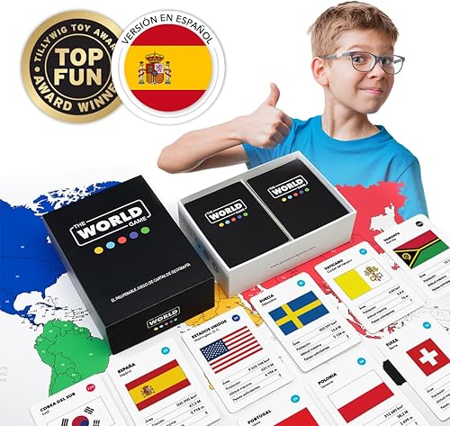 Miniatura 2 de The World Game - Español - Juego de Cartas de Geografía - Juego de mesa educativo para niños, familias y adultos Niños y niñas adolescentes - En