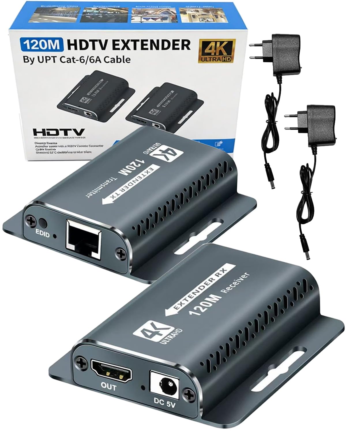 HDMI Extender Over CAT5e/6 394ft,HDMI Over Ethernet 4K Max, HDTV Extender Over Single Cat6 Ethernet up to 394ft/120M Repeater Transmitter Receiver Power on Cat Support 4K Max/Full 1080p ansd-image-46