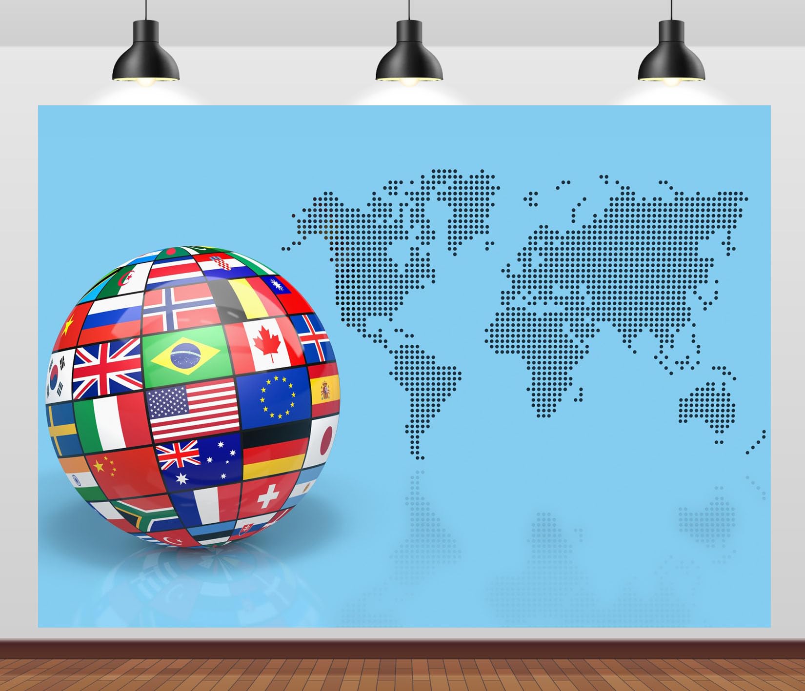 10x10FT Globo Banderas Mapa Mundial Fondo Fotográfico