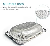 Vista 2 de REDANT Over the Sink Metal Strainer and Colander for Kitchen - Large Food Strainers and Colanders with Rubber Grip - Sieve Fine Mesh Stainless Steel