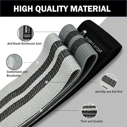 Miniatura 3 de Non-Slip Fabric Resistance Bands for Working Out, Loop Exercise Bands for Booty Leg, Butt, Glute, Stretch Workout Bands for Women & Men, Hip Elastic