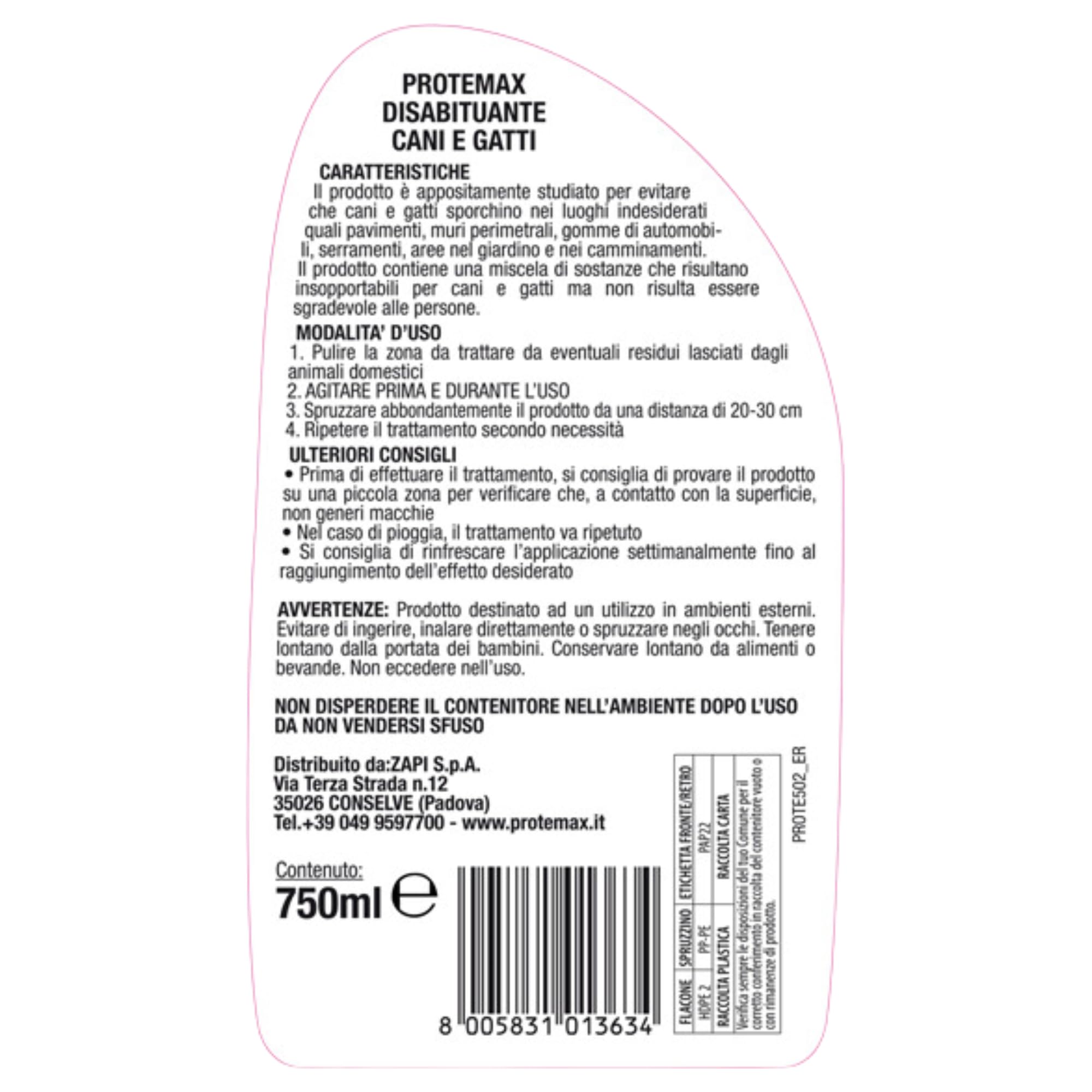 FEI FAN Disabituante per Cani e Gatti. Toglie L'Abitudine di Sporcare su Pavimenti, Muri Perimetrali, Gomme di Automobili, Serramenti, Aree nel Giardino e nei Camminamenti 750ml (2 Spray)
