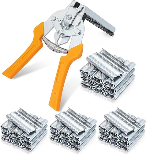 Alicates de anillo de uñas tipo M para esgrima con 2400 clips M, kit de alicates de anillo de cerdo, herramienta de mano de reparación de tapicería,