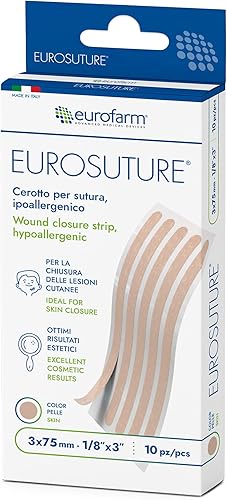 Vista 16 de EUROSUTURE - Cierre de piel 1/4 x 1 1/2 pulgadas, tiras de sutura estériles, adherencia dinámica y seguridad superior para heridas, 50 bolsas de 6