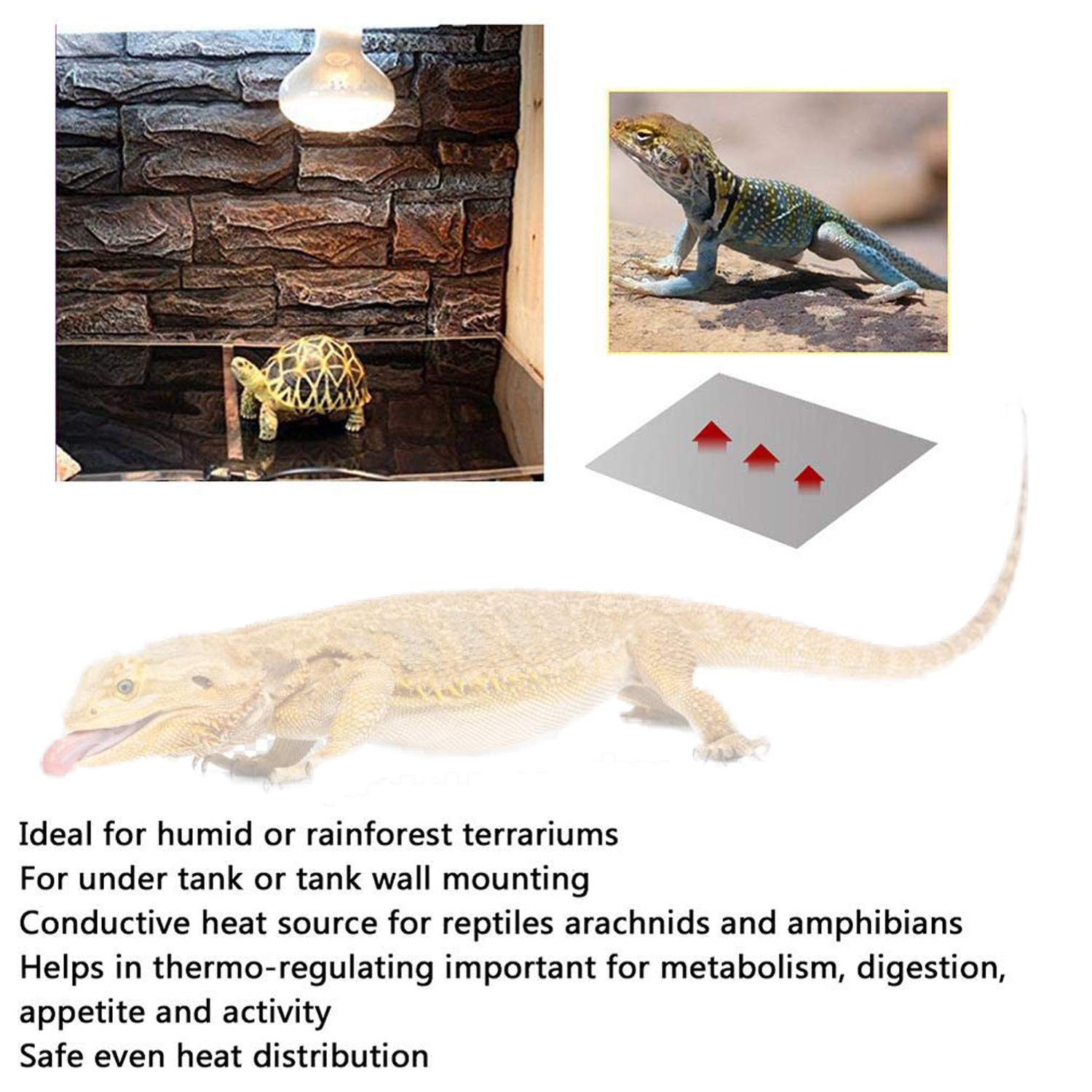 bluesees Reptile Heat Mats, 15W Reptile Heat PadTemperature Adjustable Terrarium Heat Mat