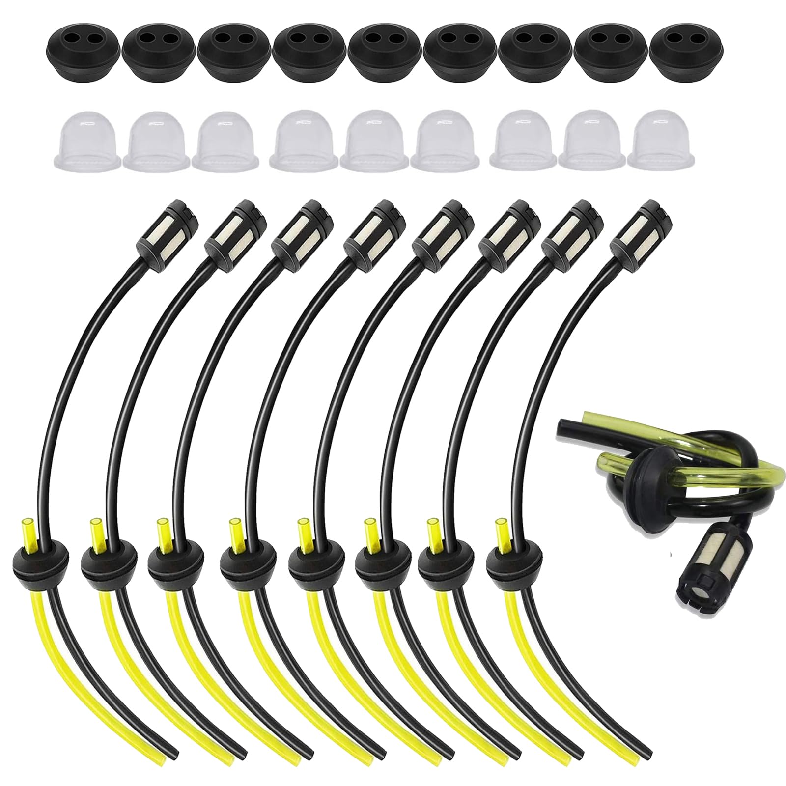 18PCS Universal Fuel Line, Strimmer Fuel Line Universal Strimmer Fuel Pipe Fuel Line Hose Kit, Petrol Strimmer Parts for Brushcutter Trimmer Mower Hedge Trimmer Carburetor