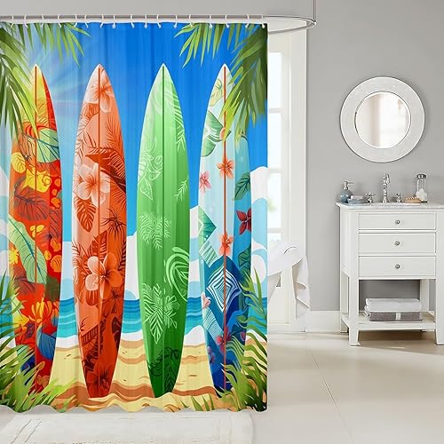 Miniatura 47 de Cortinas de ducha impermeables con diseño de barco pirata de caricaturas, tela de aventura marina, cortina de ducha de baño con peces submarinos,