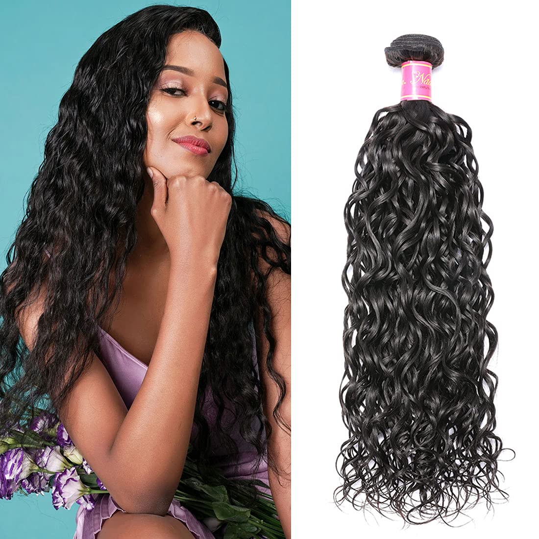 Nadula Brazilian Hair Water Wave 8A Grade 100% Unprocessed Virgin Human Hair 1 Bundle Wavy Hair Extensions Natural Color (22inch) 22 Inch Natural Color Hair Bun