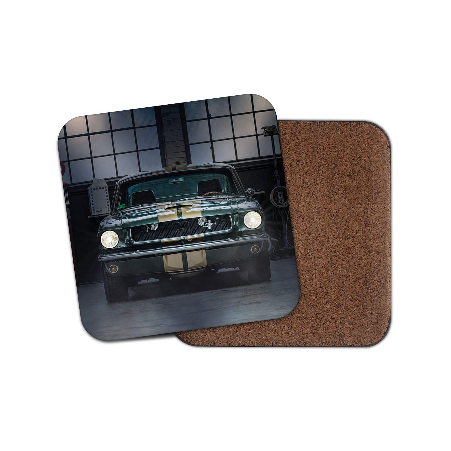 1 x Green Muscle Car Coaster - Mustang Sports Vehicle American Fun #14662