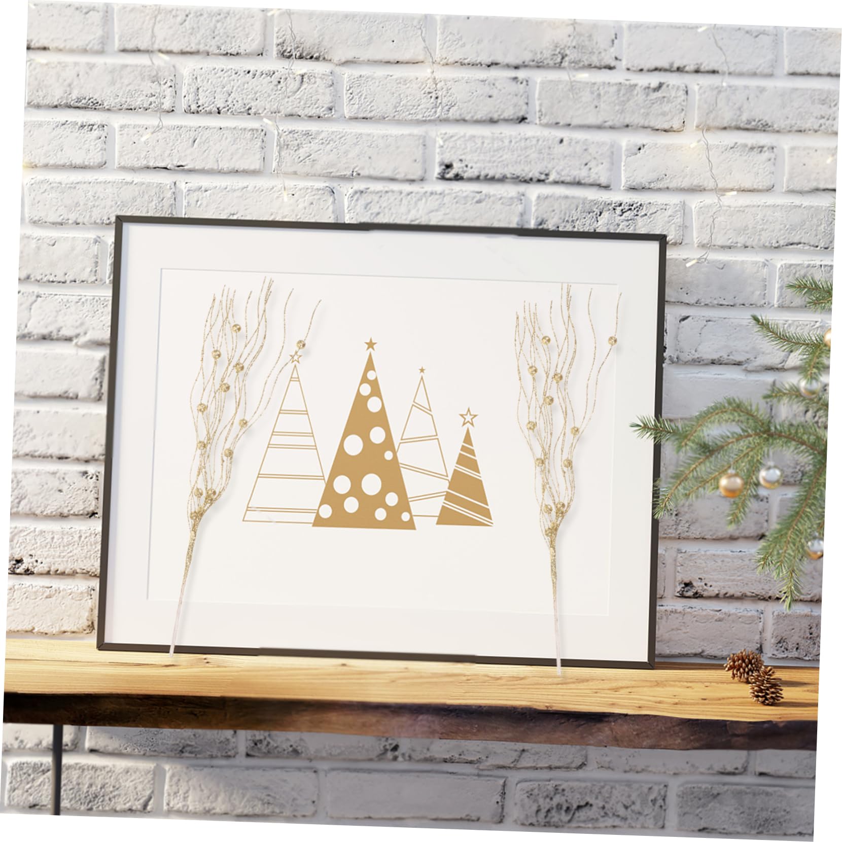 Ciieeo 25 Piezas De Bigotes De Dragón Bolas De Polvo Empapadas Ramas De Plantas Artificiales Ramas De Sauce De Navidad Ramita Floral Spray con Purpurina Ramita De De Acebo