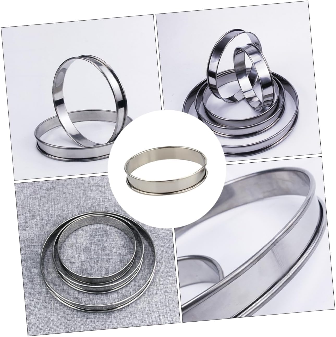 Ciieeo 3 Pcs Stainless Steel Pizza Saucing Ring Baking Supplies Round Mousse Circle