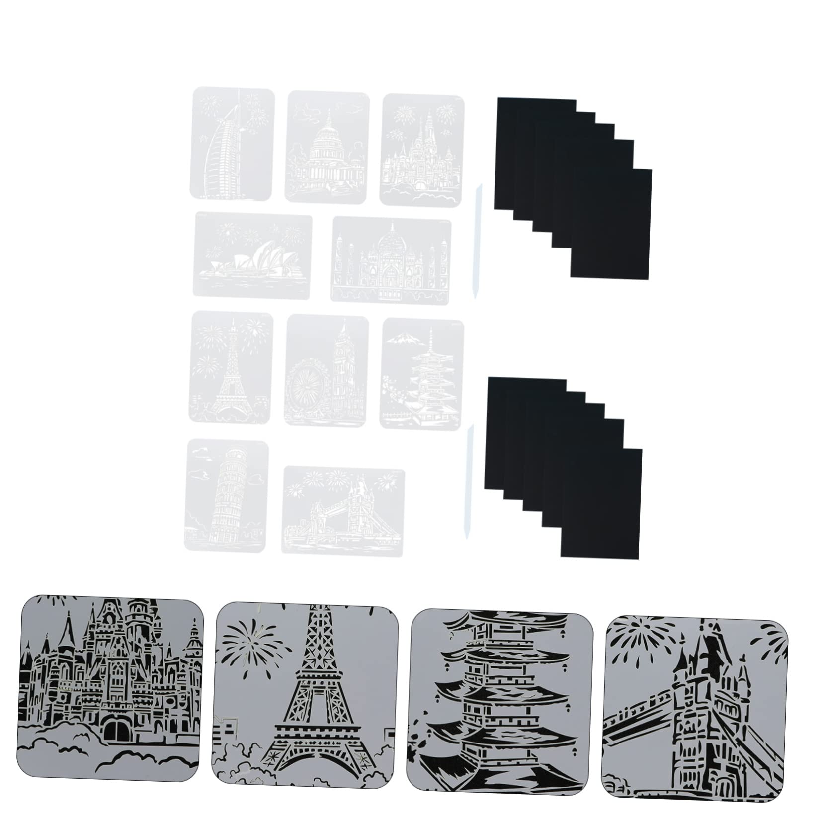 Gadpiparty DIY Scratch Painting Set 21x29cm Templates Scratch Papers 5 Each Cardboard Pet Material A4 Size for Boys and Girls Adults Creative Play