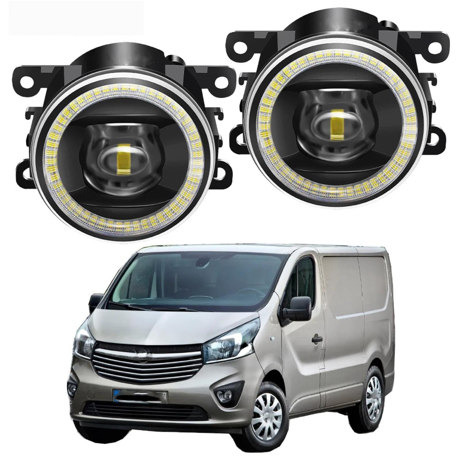 Mistlampen 2 X 40 W LED Światło przeciwmgielne Samochód lewy + prawy Angel Eye DRL Lampa przeciwmgielna do jazdy dziennej 12 V Dla Opel Dla Vauxhall Dla Vivaro B 2015-2019