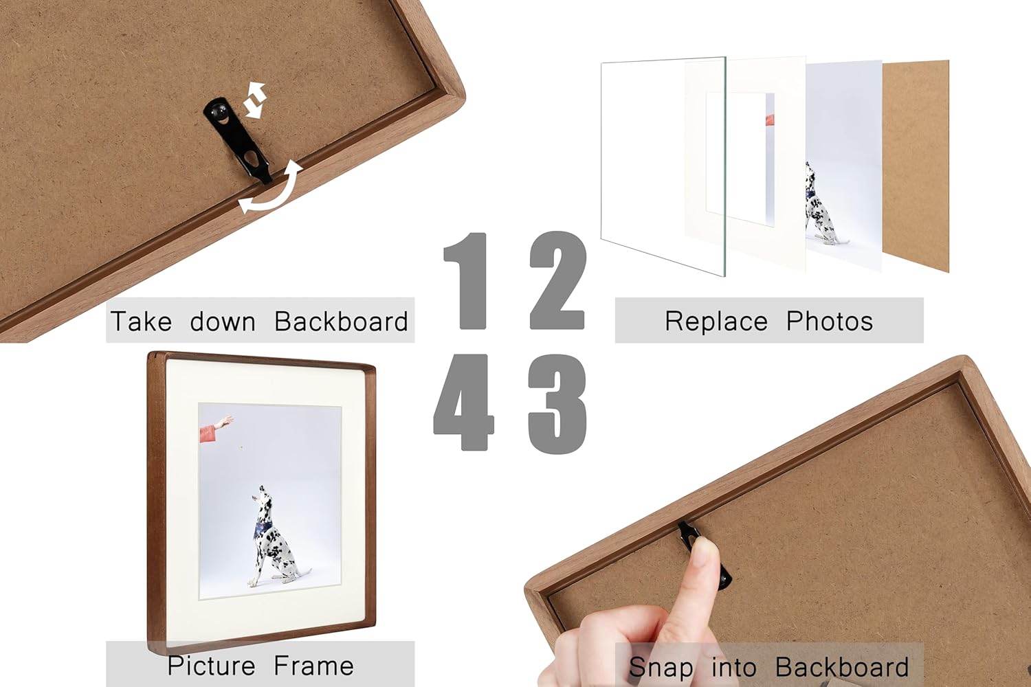 16x20 Picture Frame, Display Photos 11x14 with Mat or 16x20 without Mat, Made of Solid Natural Walnut Wood with Plexiglass Vertical Horizontal Wall Mounted Gallery Poster Frame - Image 8