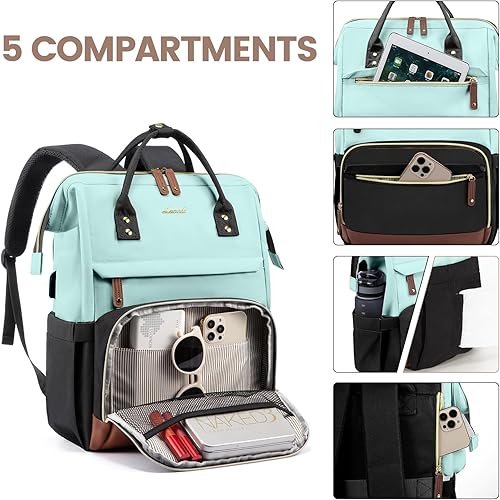 Miniatura 3 de LOVEVOOK Mochila para computadora portátil para mujer, mochila de trabajo de 17 pulgadas con puerto USB, mochila de gran capacidad para educadores,