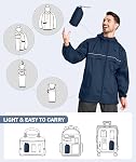 Rain Jacket Men Waterproof Windbreaker Packable Lightweight Raincoat with Hood for Golf Fishing