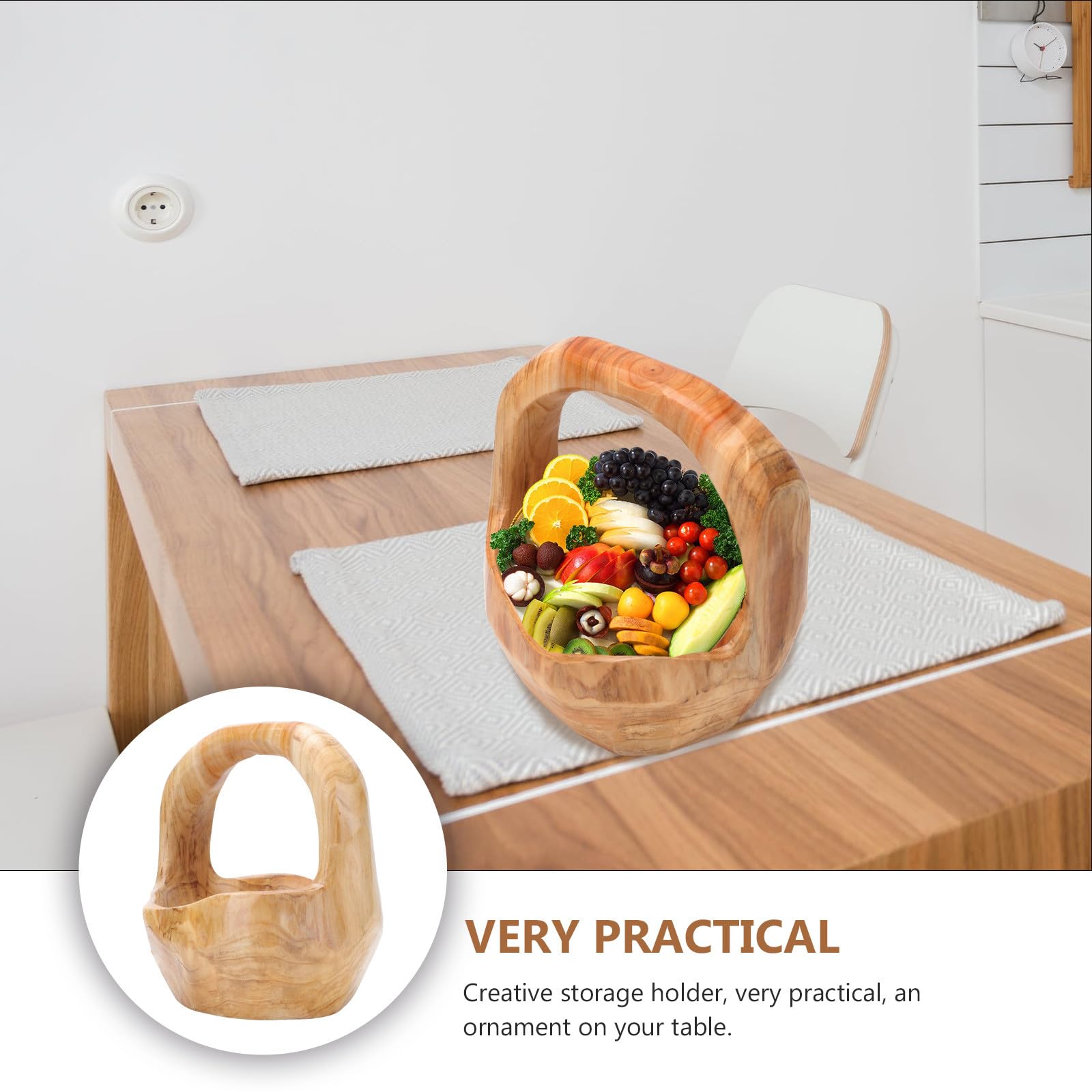 DOITOOL 1 Pieza Cuenco de Escultura de Cuenco de Madera Plato de Aperitivos Estabilidad Garantizada y Superficie Lisa Adecuado para Uso en Salón Comedor o Restaurante de Comida Asiática