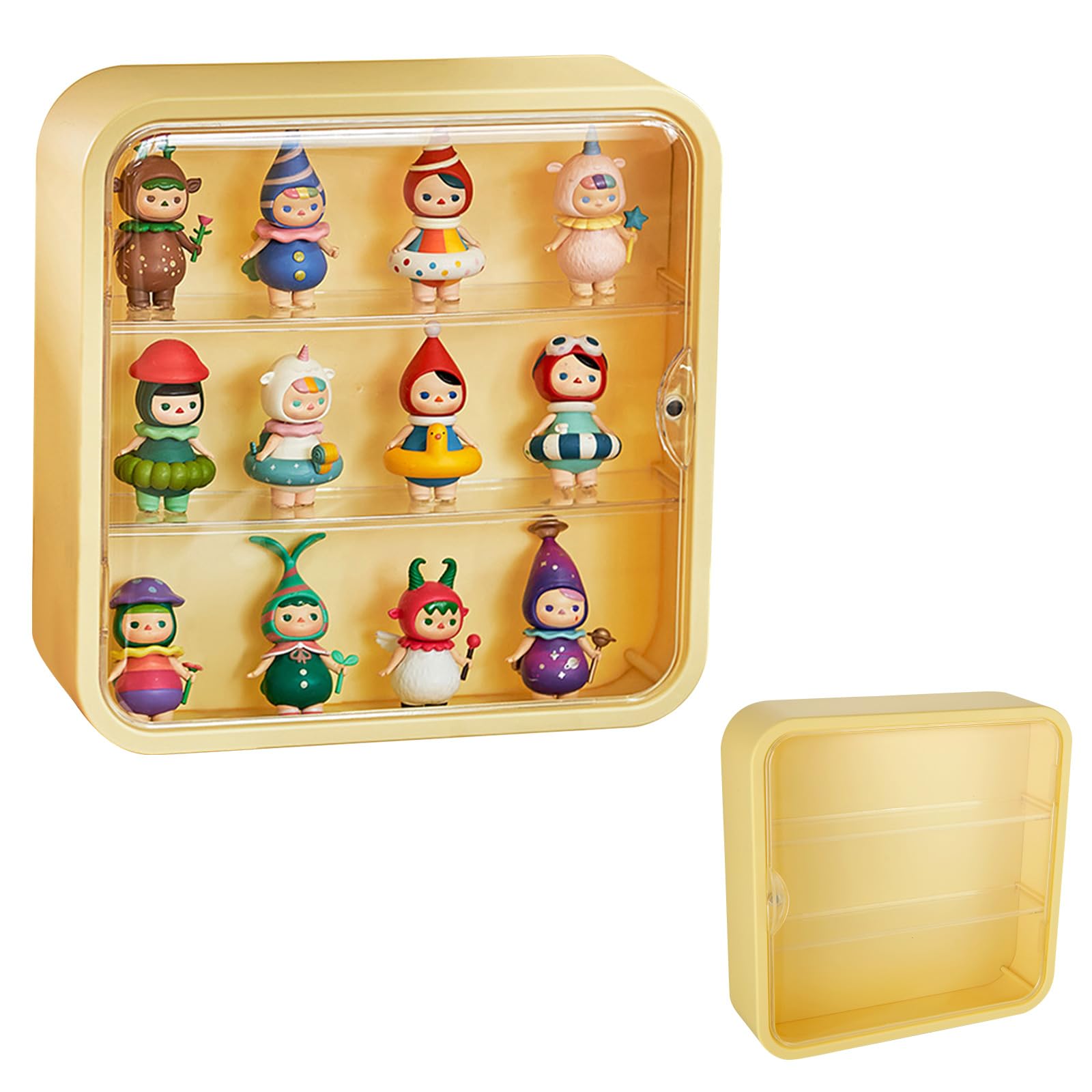 3-Tier Clear Display Case for Collectibles with Magnetic Door and Shelves - Acrylic Plastic Wall Display Case for Show Miniature Anime Mart Toys & Gems