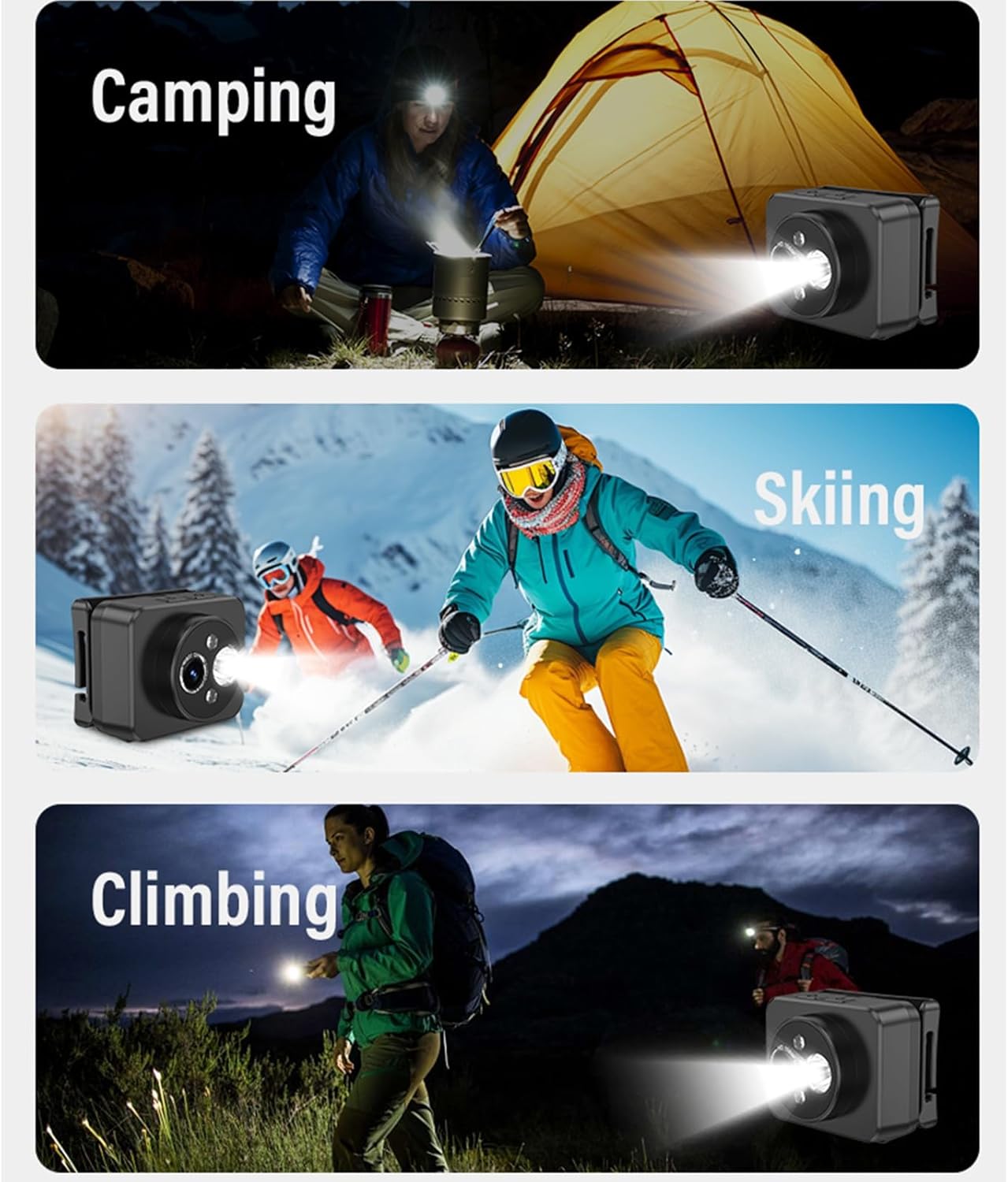 Head Mounted Camera Sports Recorder with 120° Wide Angled and Night for Motorcycling and Shots