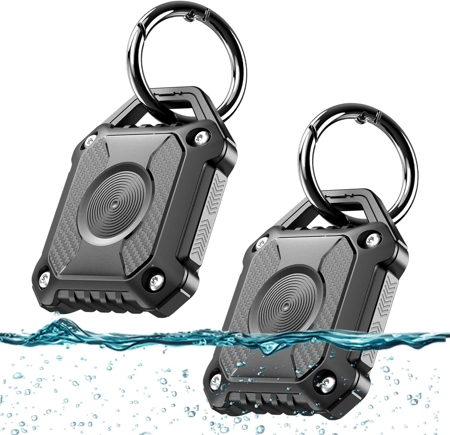 IP68 Waterproof Airtag Holder 2 Pack，Laborious TPU Airtag Keychain, 360° Full Safety Airtag Case with Key Chain for key,baggage,canine collar, Appropriate Apple Air tag.