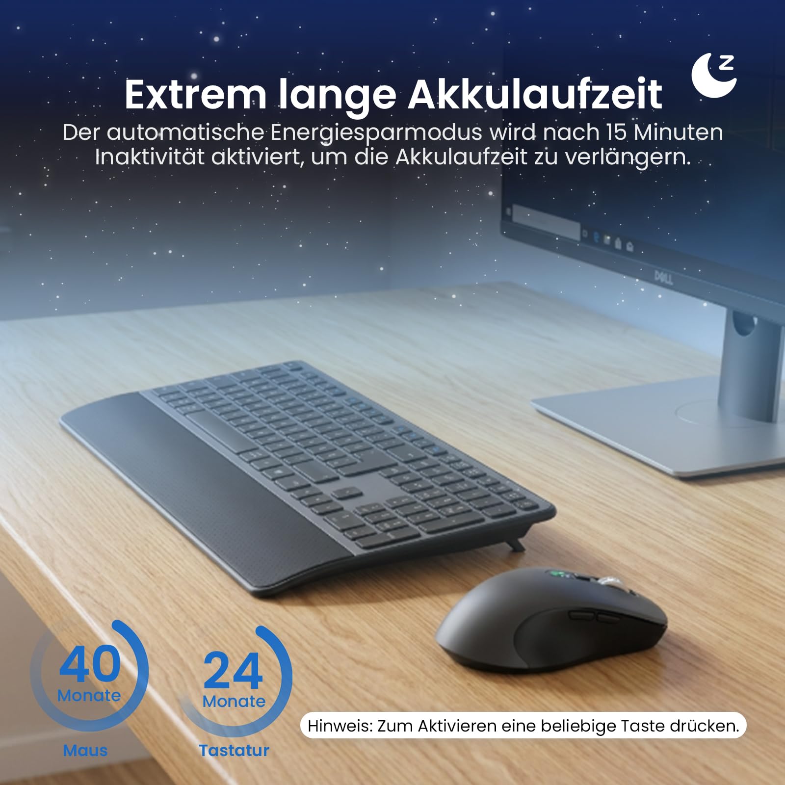 CITLLA M9127 - Tastiera e mouse wireless con poggiapolsi, set di mouse e tastiera Bluetooth per laptop, computer, PC, Mac, ufficio