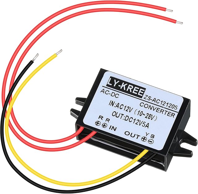 AC-DC Power Converter AC 12V(10-28V) to DC 12V Reduced Voltage Converter, IP68 Waterproof Buck Converter Module Voltage Regulator for Car Screen, Monitor Camera, Water Pump, Motor (5A)