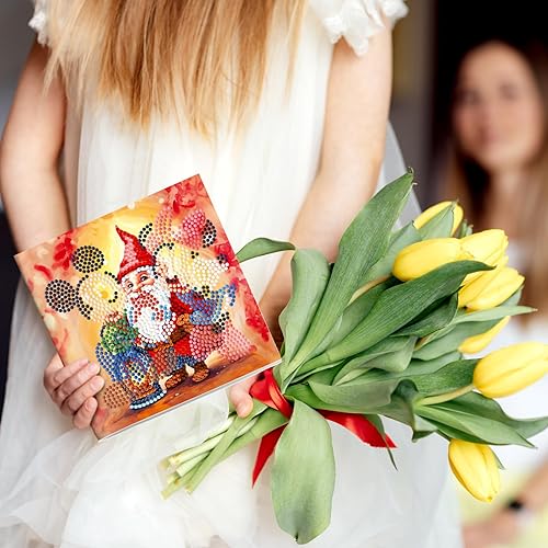 Miniatura 4 de LUSandy 8 paquetes de tarjetas de flores con pintura de diamantes 5D para adultos, tulipán, rosa, bicicleta, tarjetas de felicitación, manualidades,