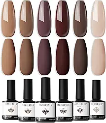 Modelones Esmalte de unhas em gel – 6 peças de esmalte em gel marrom escuro neutro bege cáqui manicure de LED "faça você mesmo" presente para mulheres e namoradas