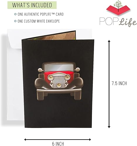 Miniatura 2 de PopLife Tarjeta desplegable 3D clásica de automóvil para todas las ocasiones, feliz cumpleaños, día del padre, felicitaciones, jubilación,