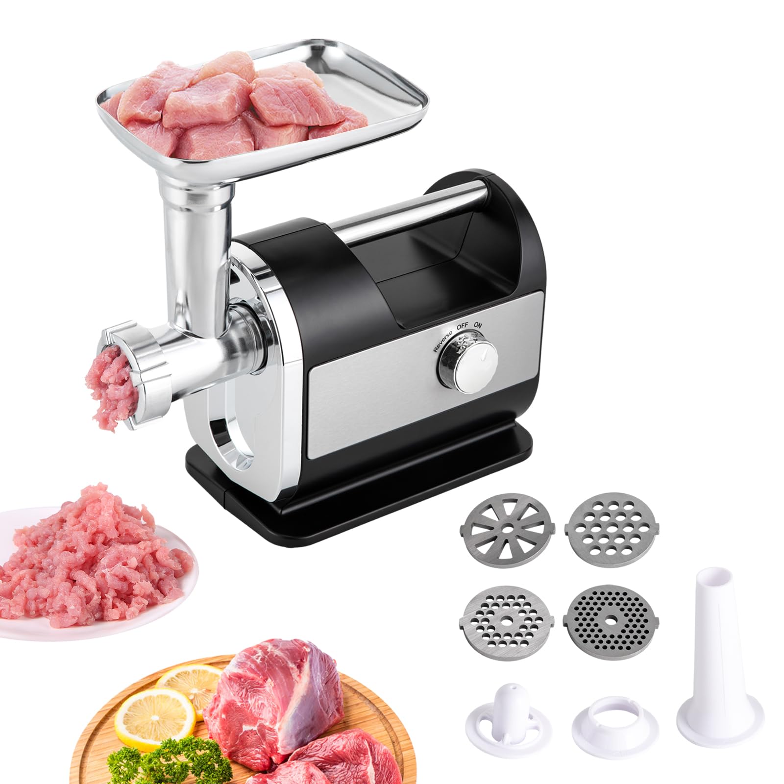 CNCEST Electric Meat Grinder, 800W Industrial Meat Mincer with 6 Attachments, Meat Grinder for Home Kitchen (Type 3)