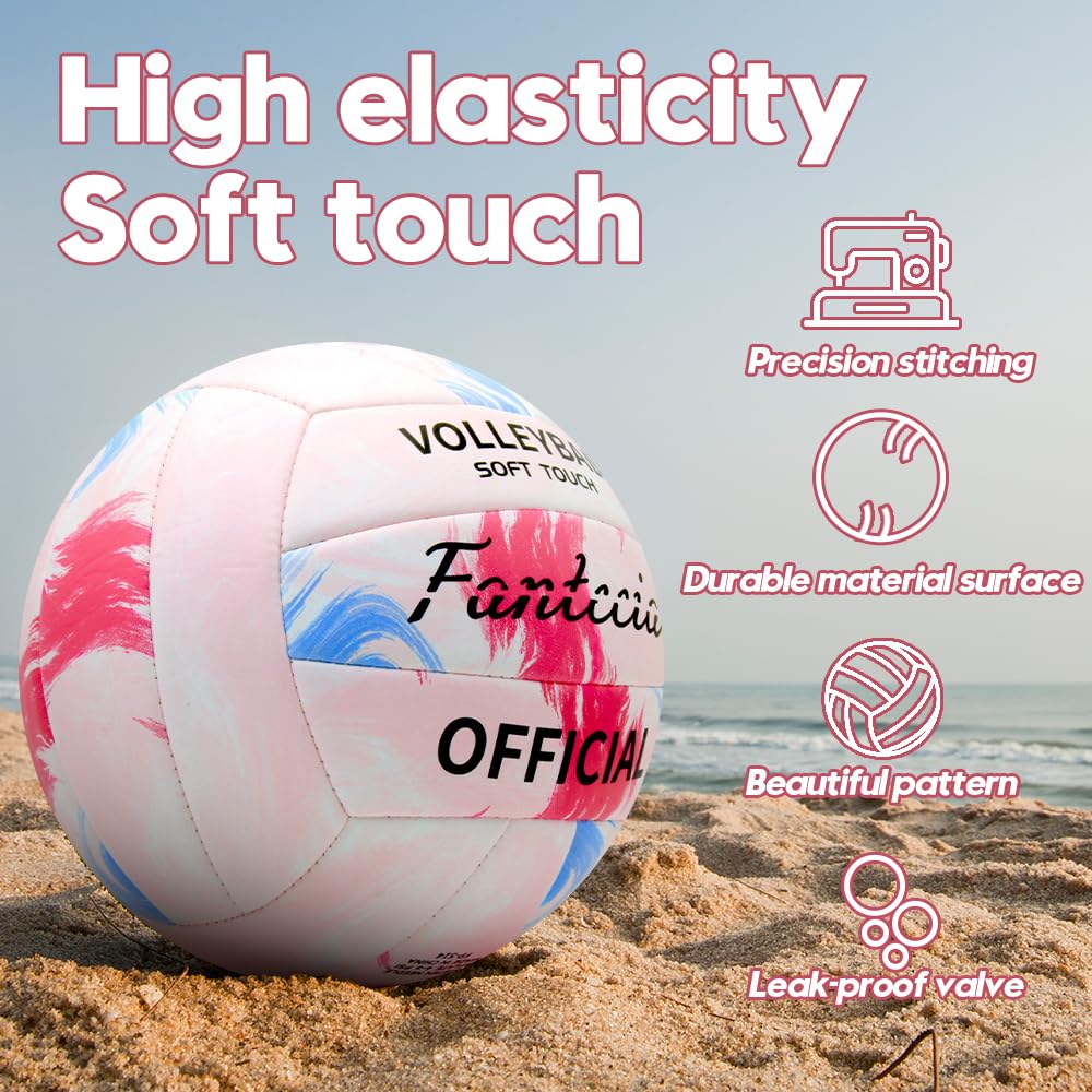 Volleyball, parfait pour le beach-volley et le plaisir de la piscine. Ballon de volleyball souple et étanche de taille 5 avec pompe pour l'entraînement et le jeu, idéal pour les adolescents