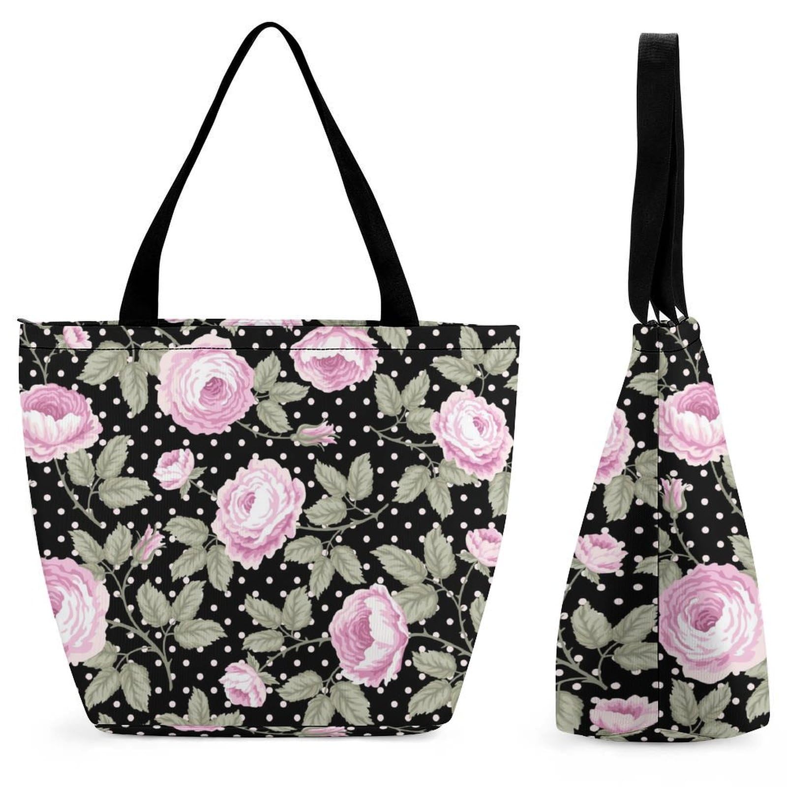 Sac de shopping pour femme grand volume fleur à pois - Résolvez le manque de place - 8