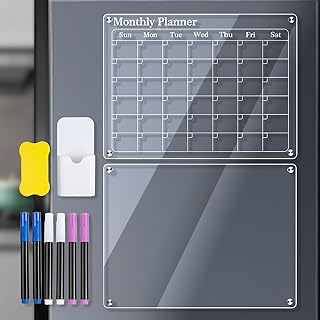 Quadro de escrever,mewmewcat Quadro de planejamento magnético mensal/semanal/em branco para geladeira, calendário 40 * 30 cm