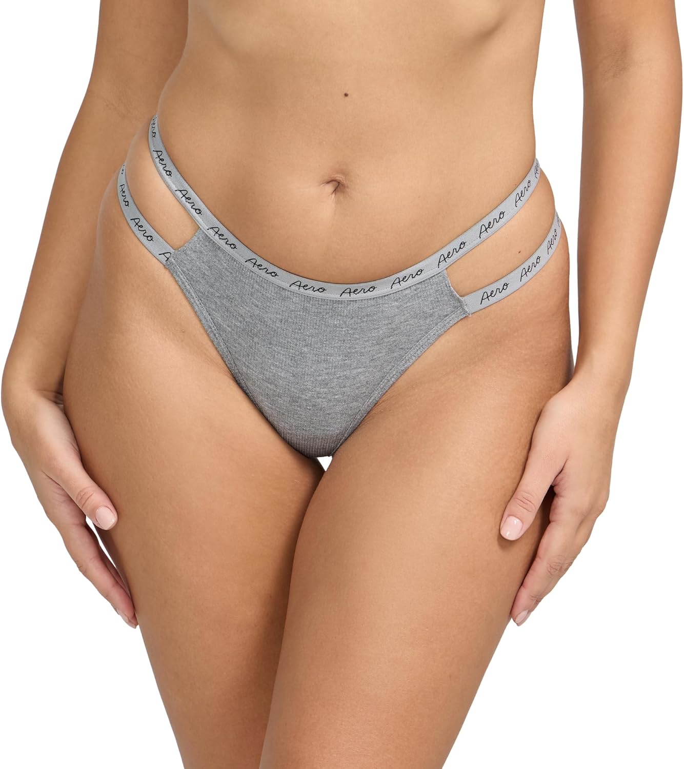 AEROPOSTALE Women's Multi Pack Ribbed Double Strap Thongs Cute Underwear Sets for Women - Image 2