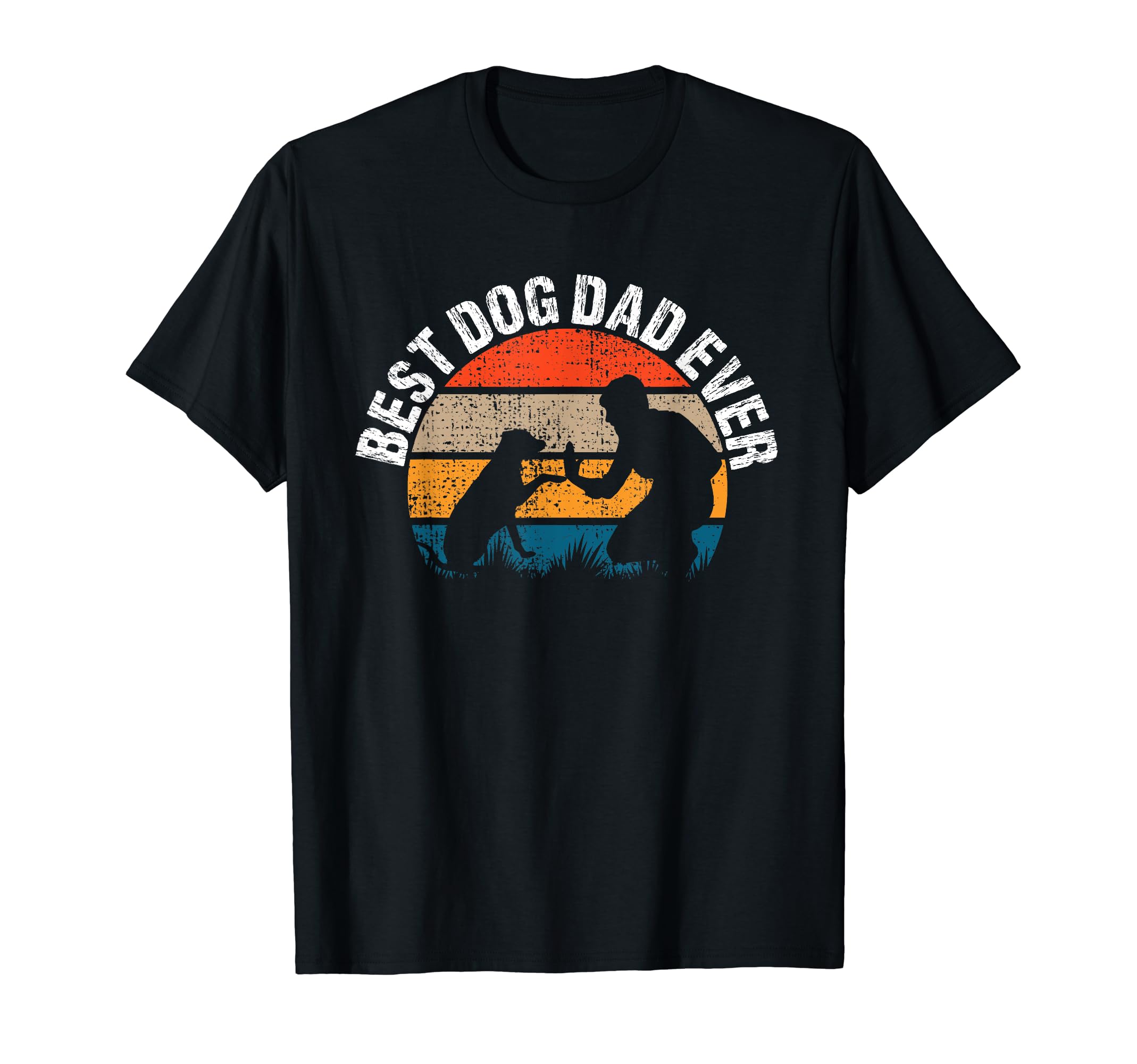 Vintage Best Dog Dad Ever Retro Fist Pump Puppy Doggy T-Shirt, Black