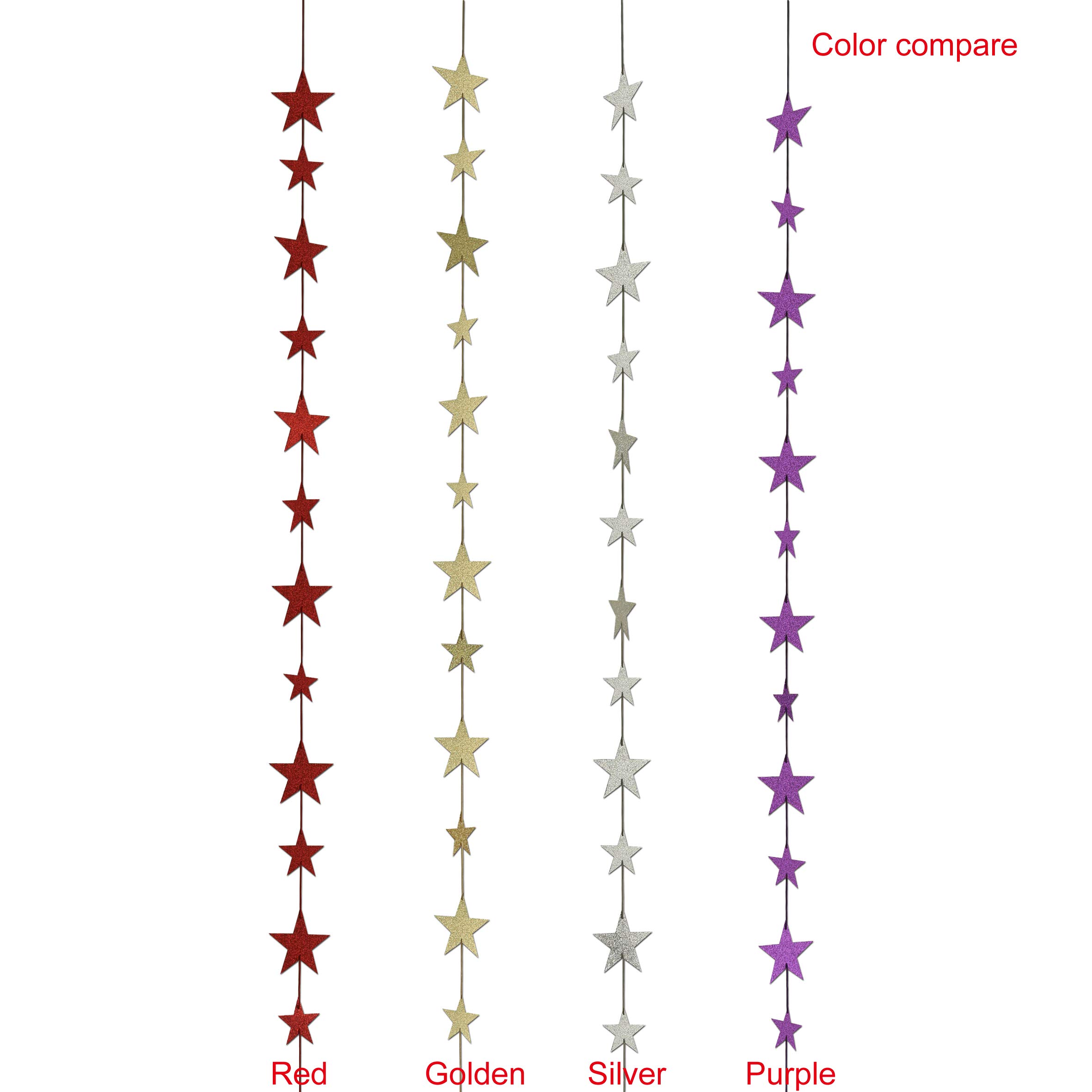 Guirlande D'étoiles En Papier Pailleté Doré à Suspendre