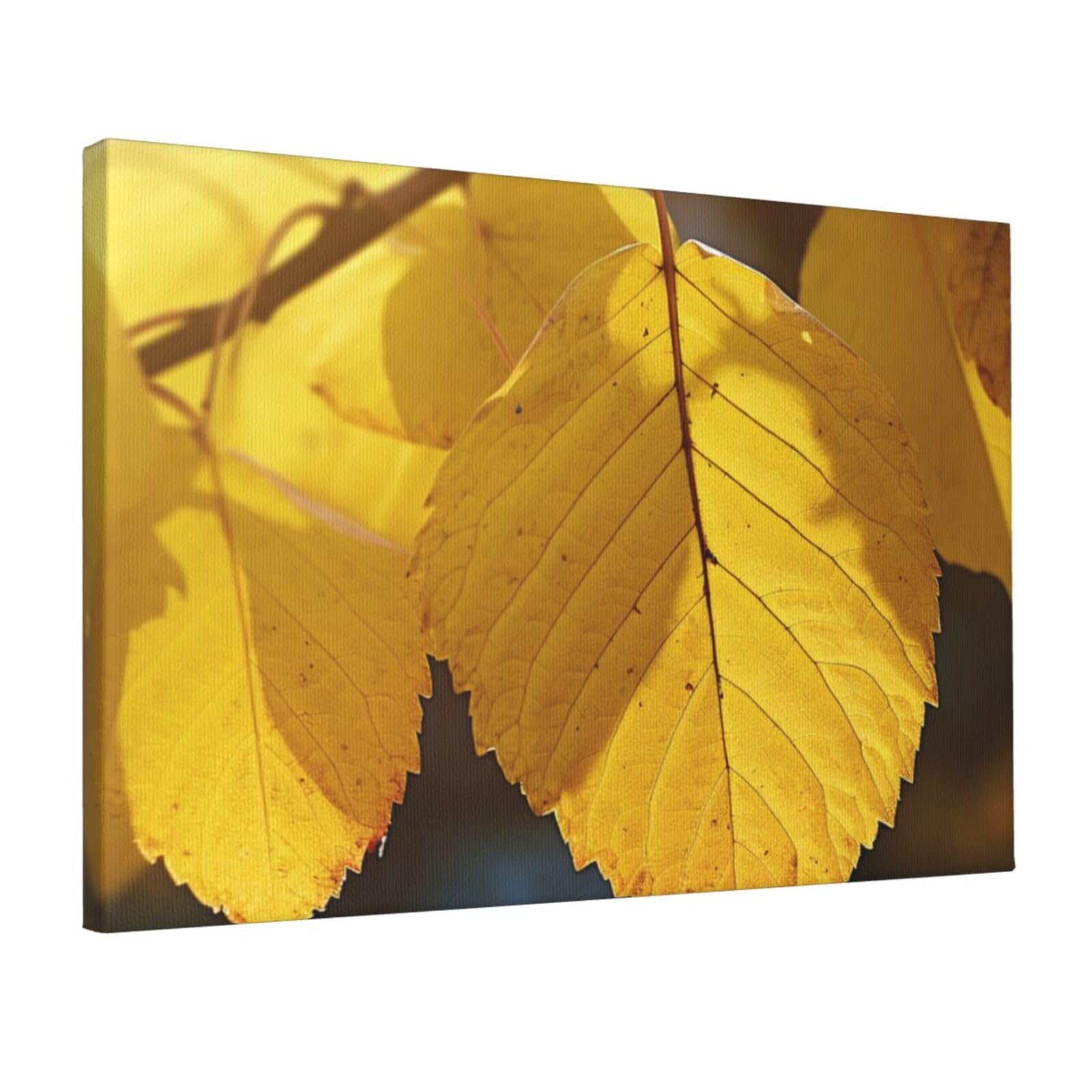 Canvas Wall Art for Living Room Wall Decor 12"x18" Modern Artwork Painting Pictures Hanging Canvas Prints Yellow leaves Aesthetic Wall Art for Bedroom Bathroom Office Wallart Decor