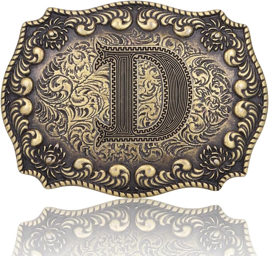 Btilasif Belt Buckles Men Western Cowboy Initial Letters ABCDJMR Mens Texas Rodeo Belt Buckle for Boys Girls