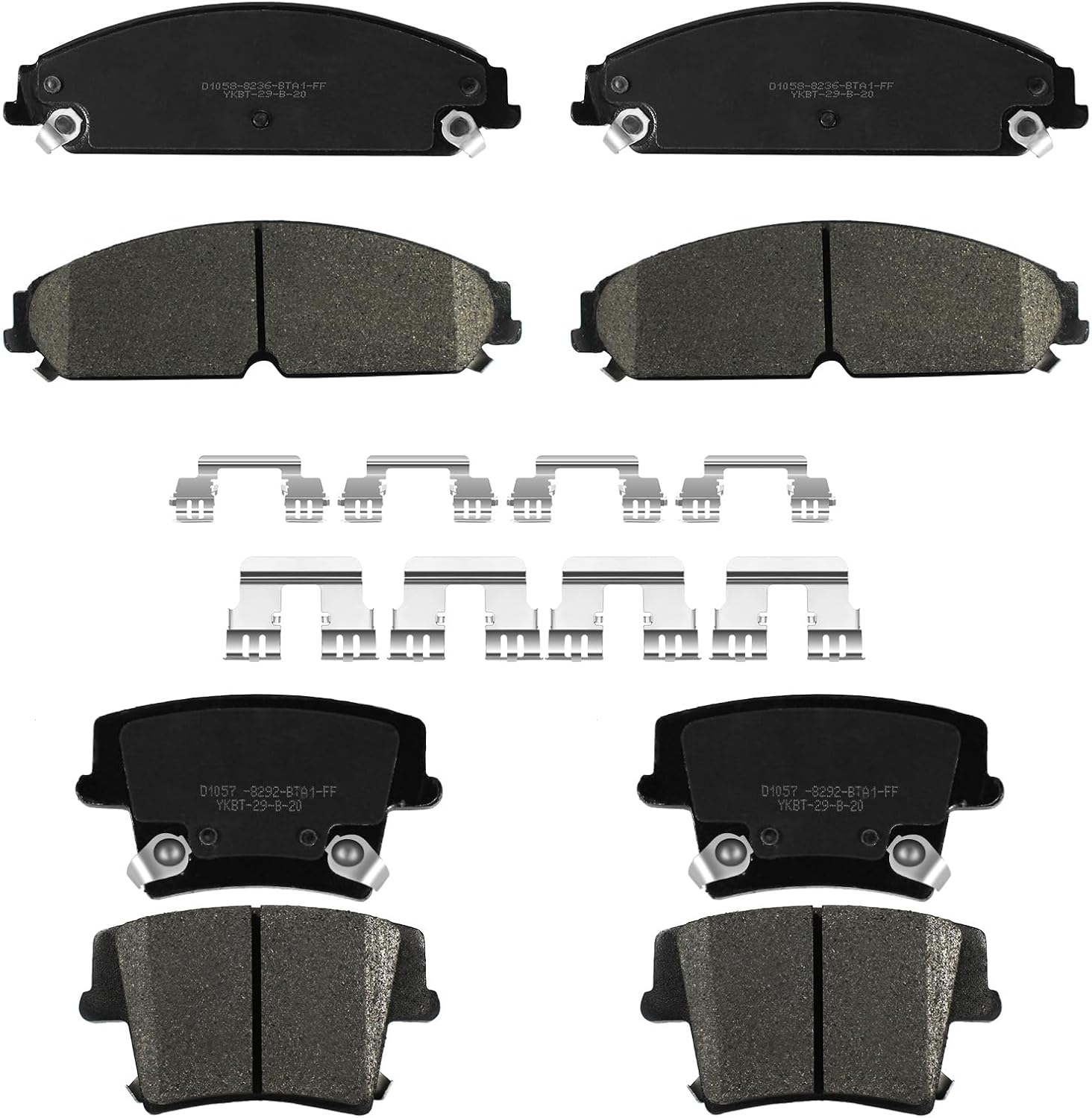 Ceramic Brake Pads Front and Rear Fit for Dodge Charger 2006-2023 Challenger 2015-2022 Magnum 2005-2008,Chrysler 300 2005-2018 with Hardware Kits