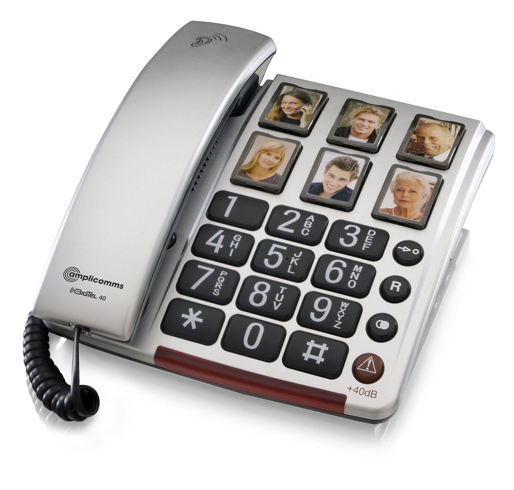 amplicomms BIGTel 40 plus, Großtastentelefon, silber