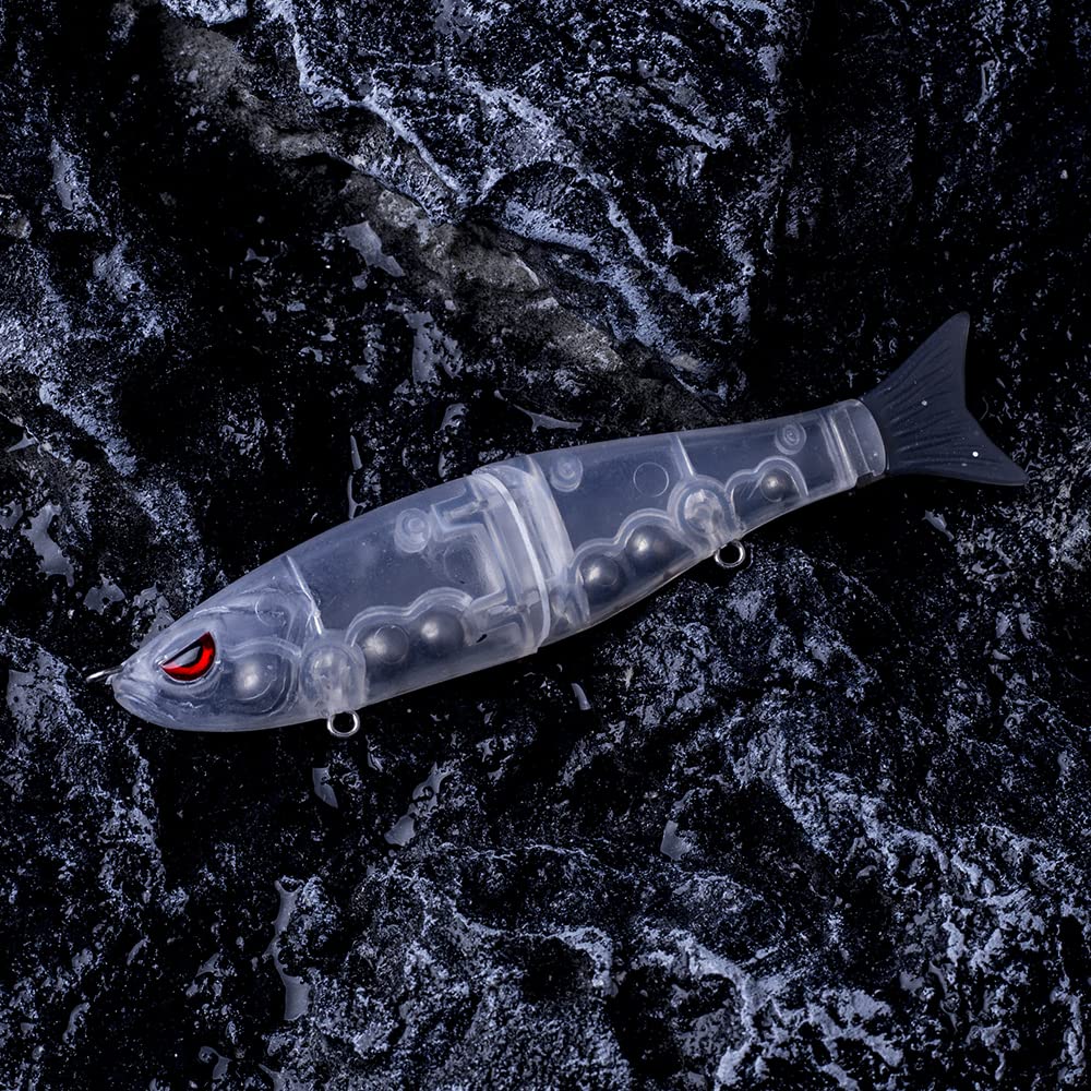 HUFFA Lot de 5 leurres de pêche Non Peints à Corps Dur et Queue Souple, 11,5 cm, 17 g, Wobbler coulant, appâts Shad à Faire soi-même