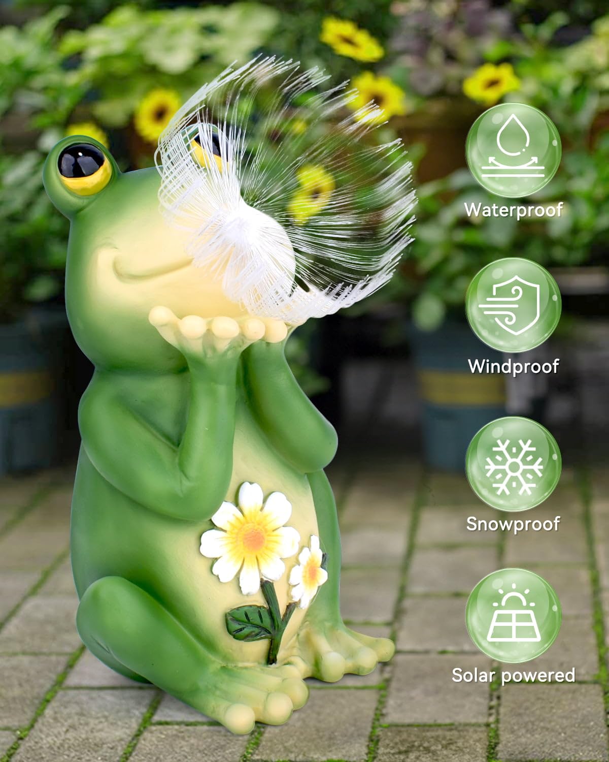 FREECUBE Statua da giardino per esterni, statua da giardino a forma di rana, decorazione da giardino, luci solari per esterni, interni, patio, prato