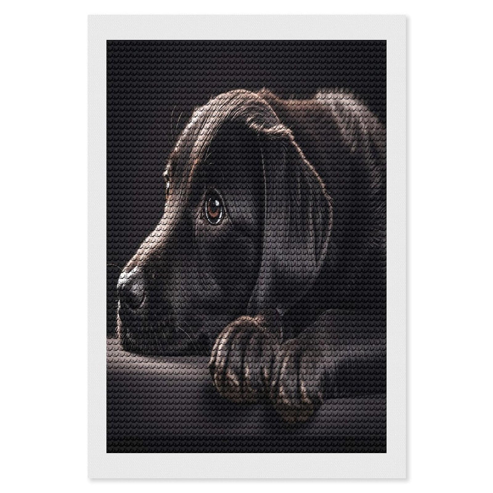 FekiLoot Black Labrador Puppy Diamond Painting Kits for Beginners DIY Diamond Art Kits for Adults Full Drill Round Diamond Dot Gem Art Painting Fun DIY Crafts for Home Kitchen Wall Decor Gift 8"x12"