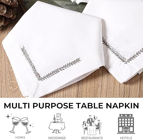 Miniatura 173 de Servilletas de lino y algodón de 18 x 18 pulgadas natural con vainica, servilletas de boda, servilletas de cóctel, servilletas de tela, servilletas